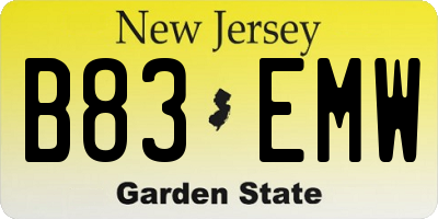 NJ license plate B83EMW