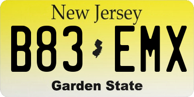 NJ license plate B83EMX