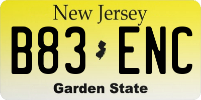 NJ license plate B83ENC