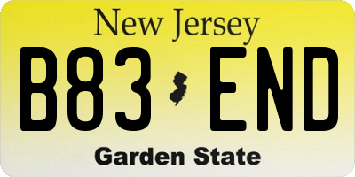 NJ license plate B83END