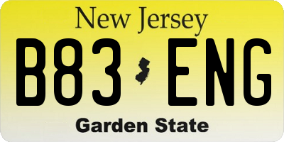 NJ license plate B83ENG
