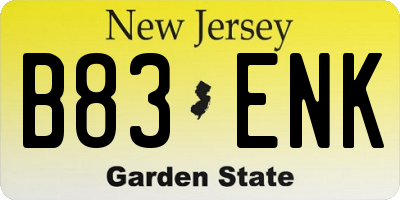 NJ license plate B83ENK