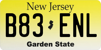 NJ license plate B83ENL
