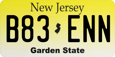 NJ license plate B83ENN