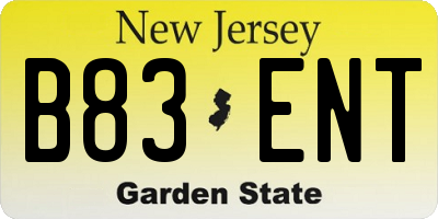 NJ license plate B83ENT