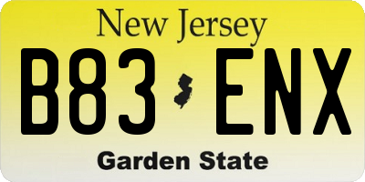 NJ license plate B83ENX