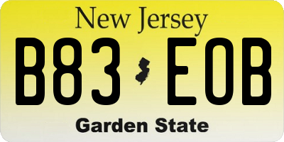 NJ license plate B83EOB