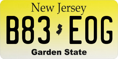 NJ license plate B83EOG