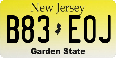 NJ license plate B83EOJ