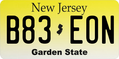 NJ license plate B83EON