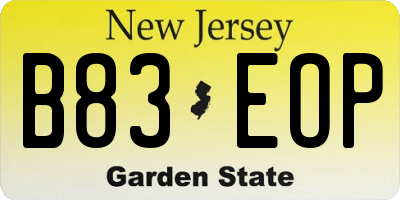 NJ license plate B83EOP