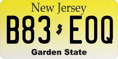 NJ license plate B83EOQ