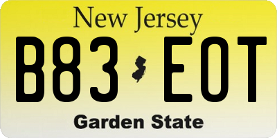 NJ license plate B83EOT