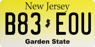 NJ license plate B83EOU
