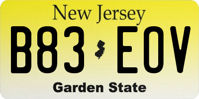 NJ license plate B83EOV