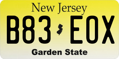 NJ license plate B83EOX
