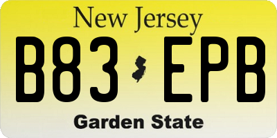 NJ license plate B83EPB
