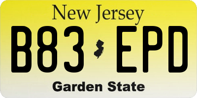 NJ license plate B83EPD