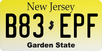 NJ license plate B83EPF