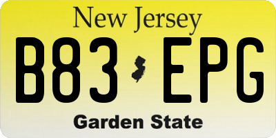 NJ license plate B83EPG