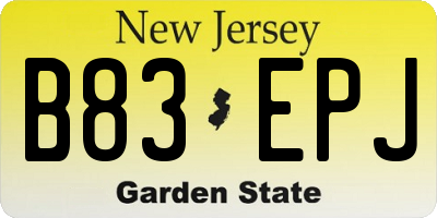 NJ license plate B83EPJ