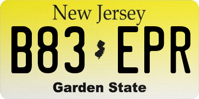 NJ license plate B83EPR