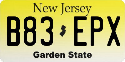 NJ license plate B83EPX