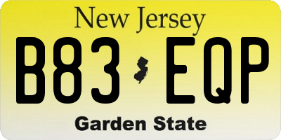NJ license plate B83EQP