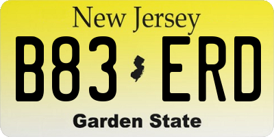NJ license plate B83ERD