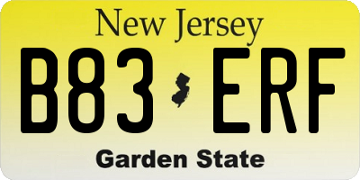 NJ license plate B83ERF