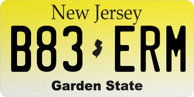 NJ license plate B83ERM