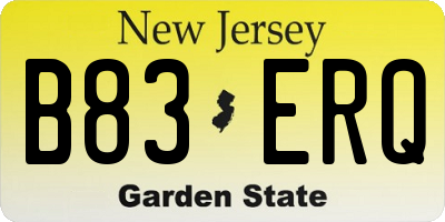 NJ license plate B83ERQ