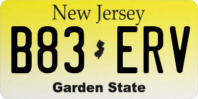 NJ license plate B83ERV