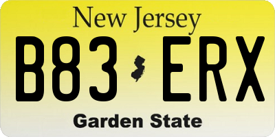 NJ license plate B83ERX