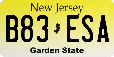 NJ license plate B83ESA