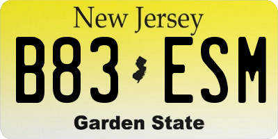 NJ license plate B83ESM