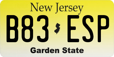 NJ license plate B83ESP