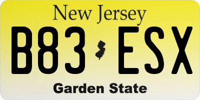 NJ license plate B83ESX