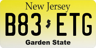 NJ license plate B83ETG