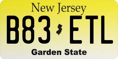 NJ license plate B83ETL