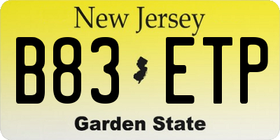 NJ license plate B83ETP