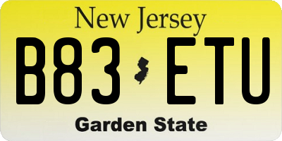 NJ license plate B83ETU