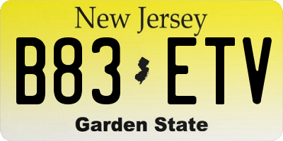 NJ license plate B83ETV