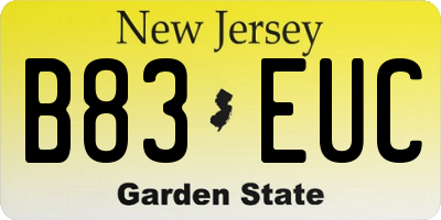 NJ license plate B83EUC