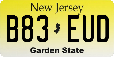 NJ license plate B83EUD