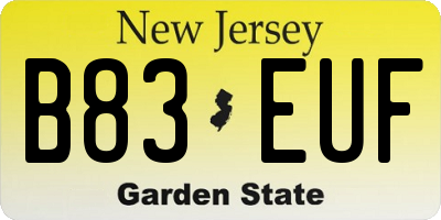 NJ license plate B83EUF