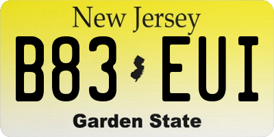 NJ license plate B83EUI