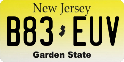 NJ license plate B83EUV