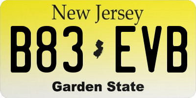 NJ license plate B83EVB