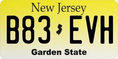 NJ license plate B83EVH